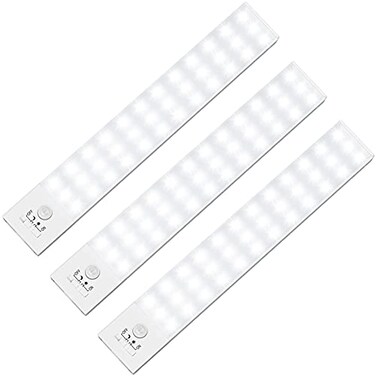 BLS 36 LED Closet Light Battery Powered Super Bright Under Cabinet Lighting Motion Sensor Indoor Wireless 1500mAh Rechargeable Battery Operated 3 Pack