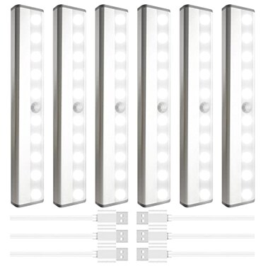 SIXDEFLY Led Motion Sensor Closet Lights 6 Pack Wireless Under Cabinet Lighting Rechargeable Under Counter Lights Homelife Motion Sensor LED Lights Night Light Bar for Kitchen Wardrobe
