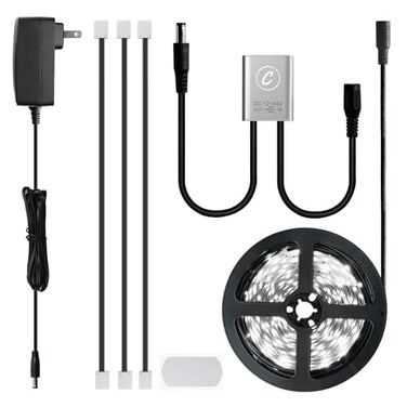 Sensky 197FT6M Cabinet Lighting Kit Flexible LED Strip Lights Kit with Cabinet Sensor SwitchPower Adapter for Gun Safe Cabinet Pantry Wardrobe Lighting 6000K 6M