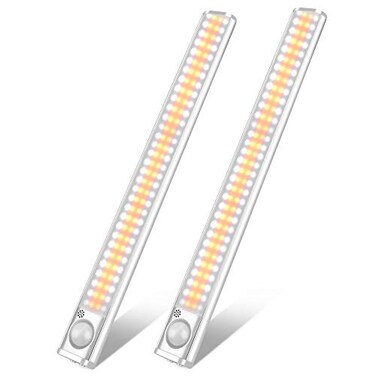 goodland 160 LED Closet Lights Motion Sensor Under Cabinet Lights Indoor Lighting 3000mAh Battery Powered Light Bar Dimmable Rechargeable Closet Light for Kitchen Wardrobe Stairs2 Pack