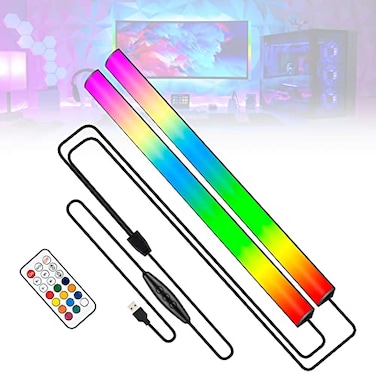 JUSJUBR 2PC RGB Under Monitor Light Gaming Light with 353 Color Modes LED Desk Light with Remote Control for RoomMonitorPC Gaming Setup