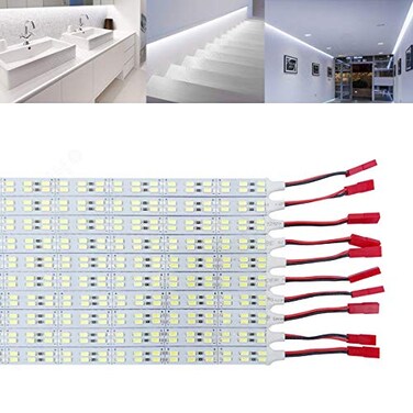 ICIH Under Cabinet LED Light 10Pack 12v LED Light Strip Rigid Super Bright White 6000K SMD5630 9W 84LED Double Row 05m20in for Kitchen CabinetCounterShowcase Vehicle Replace