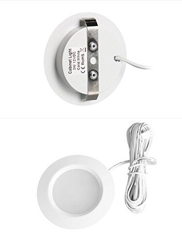 Getwefire Dimmable 2pcsLots recessed installtion 3w DC 12v led PuckUnder Cabinet Light led Spotlight Pure White or Warm White with 1pcs Connection Box Warm White White Shell