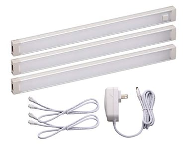 PureOptics LED Under Cabinet Lighting Kit 3Bars 9 Inches Each DIY ToolFree Installation Warm White 2700K 1080 Lumens 15 Watts Home Accent LEDUC93WK