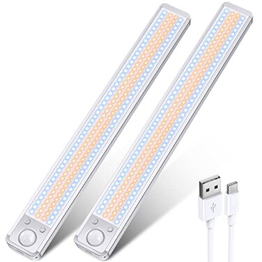 goodland Under Cabinet Lights Rechargeable Under Counter Lights for Kitchen 188 LED Closet Light Motion Sensor Light Indoor Dimmable Magnetic Under Cabinet Lighting 2Pack
