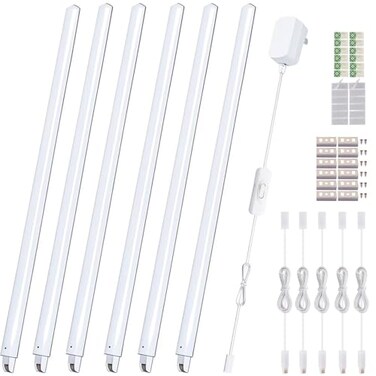 Cefrank 6Pack 12 Inch Seamlessly Linkable LED Under Cabinet Lighting Strip Light Bars for Cabinet Kitchen Shelf Workbench Cupboard 1200 Lumen Cold White 6000K