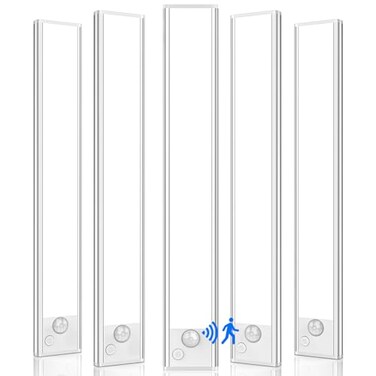 VerRon 5Pack 12in Under Cabinet Lighting Upgraded 2500mAh Rechargeable Under Cabinet Lights Wireless LED Motion Sensor Light Indoor Closet Lights UnderCounter Light Fixtures for Kitchen Hallway