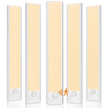 VerRon 5 Pack Under Cabinet Lights Rechargeable Under Cabinet Lighting Wireless Motion Sensor Light Indoor LED Closet Lights Upgraded 2200mAh Magnetic UnderCounter Light Fixtures for Kitchen Home 10in