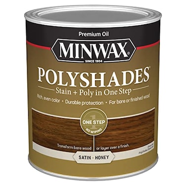 Minwax PolyShades Wood Stain Polyurethane Finish Quart Honey Satin
