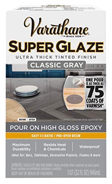 Varathane 363903 Super Glaze PourOn High Gloss Epoxy Quart Classic Gray