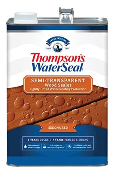 Thompson's Thompsons WaterSeal SemiTransparent Waterproofing Wood Stain and Sealer Sedona Red 1 Gallon