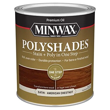 Minwax PolyShades Wood Stain Polyurethane Finish Quart American Chestnut Satin