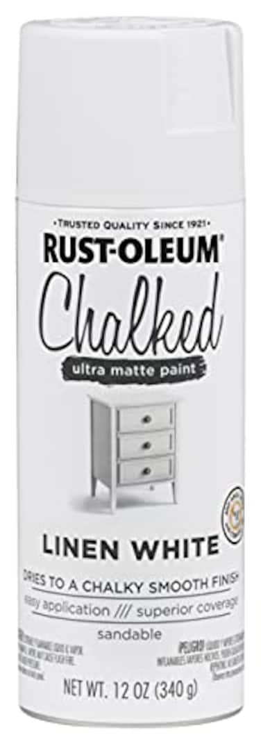Rust-Oleum RustOleum Linen White Chalked AllinOne Ultra Matte Spray Paint One Coat Coverage No Primer Sanding Or Topcoat Needed Easy Spray Application Made in USA 12 OZ