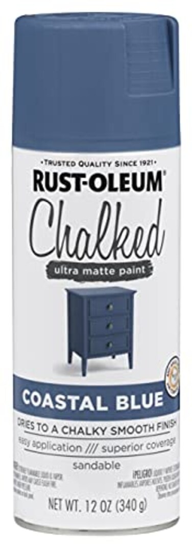 Rust-Oleum RustOleum Coastal Blue Chalked AllinOne Ultra Matte Spray Paint One Coat Coverage No Primer Sanding Or Topcoat Needed Easy Spray Application Made in USA 12 OZ