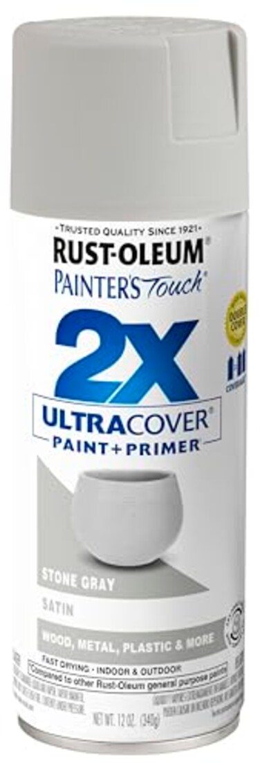 Rust-Oleum RustOleum 249855 Painters Touch 2X Ultra Cover Spray Paint 12 oz Satin Stone Gray