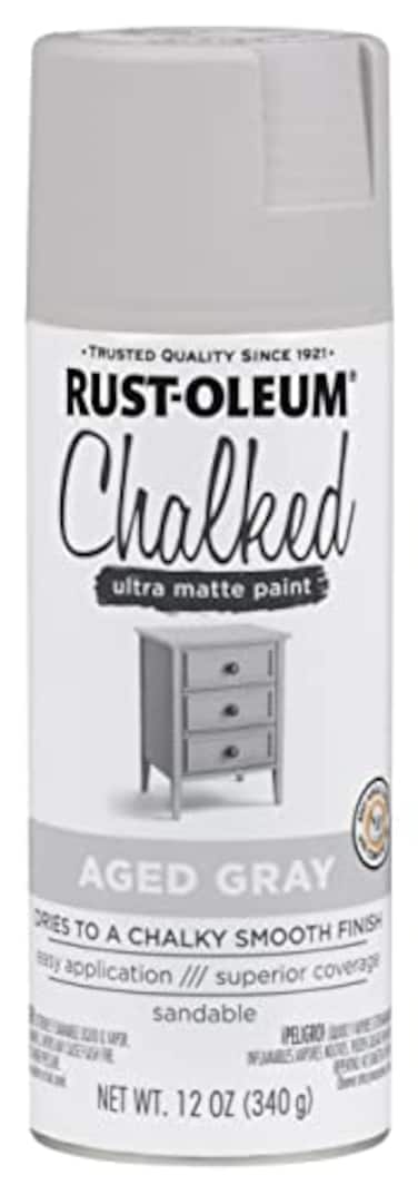Rust-Oleum RustOleum Aged Gray Chalked AllinOne Ultra Matte Spray Paint One Coat Coverage No Primer Sanding Or Topcoat Needed Easy Spray Application Made in USA 12 OZ