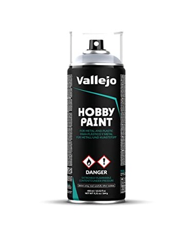 Vallejo Hobby Paint Spray Fantasy Color Silver 400 ml 135 floz Creates Perfect Matt and Self Levelling Finish Equipped with 2 Different Nozzles