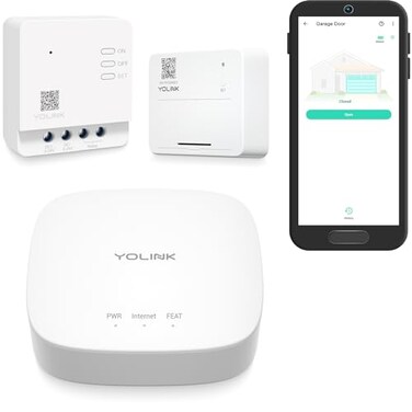 YoLink Smart Garage Door Kit with Hub 14 Mile Worlds Longest Range Garage Door Controller and Wireless Sensor Compatible with Alexa IFTTT