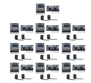 QIACHIP 10 Pack Wireless 433Mhz RF Module Receiver and Transmitter Remote Control Builtin Learning Code 1527 Decoding 4 Channel Output Transmitter and Receiver kit