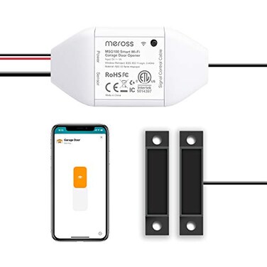 meross Smart Garage Door Opener Remote Compatible with Apple HomeKit Amazon Alexa Google Assistant SmartThings Multiple Notification Modes No Hub NeededWhite