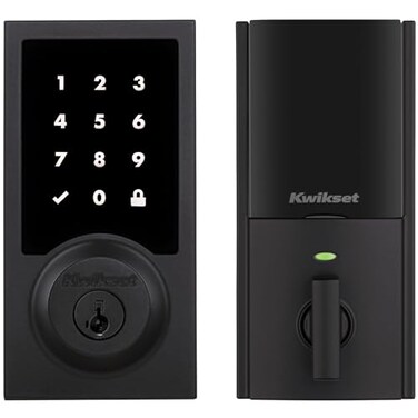 Kwikset HomeConnect 918 Contemporary ZWave Long Range Enabled Touchscreen Lock Works with Ring Alarm Samsung SmartThings Hub Required Sold Separately in Matte Black