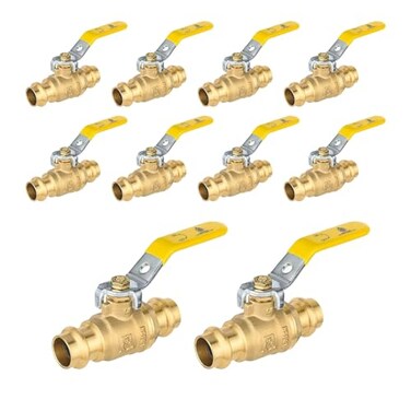EFIELD Pack of 10 12 Copper Press Ball Valve with EPDM Oring14 Turn Full Port Shut Off Stop Ball Valve For Copper Tubing Connection LF BrassVALVE242