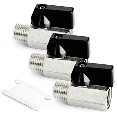 GASHER 3PCS 14 Inch Mini Brass Ball Valve Shut Off Switch 14 Inch Male x Female NPT Thread Pipe Fitting