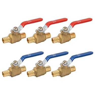 SUNGATOR 6Pack Pex Ball Valve 34 Inch Water Shut Off Valve Brass Full Port Quarter Turn Crimp Pex Fittings for Hot and Cold Water UPC
