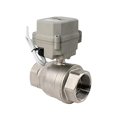 BOKYWOX DC 12V 2Way Motorized Ball Valve NPT 2 Electric Ball Valve CR201 with Manual Override Indicator Stainless Steel 304
