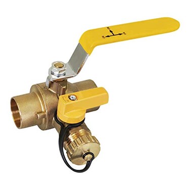 Midline Valve 928D223 High Flow Drain Ball Valve 3 Way Adjustable Flow Path Brass 1 in SWT