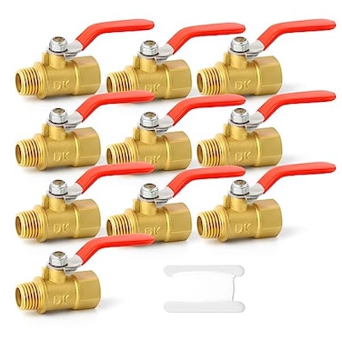 GASHER 10PCS 14 Inch Brass Mini Ball Valve Shut Off Valve 14 Inch Male x Female NPT Thread Pipe Fitting
