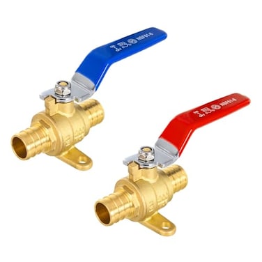 EFIELD 2Pack 34inch Crimp Pex Brass Full Port Shutoff Ball Valve with Dropear Red and Blue Levels ASTM F1807VALVE215