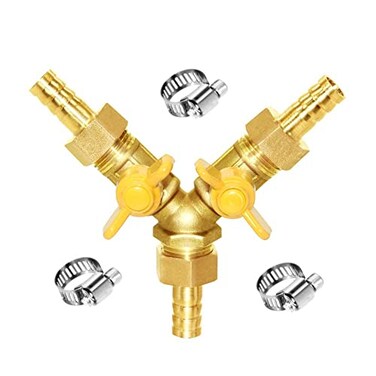 Joywayus 38 Hose Barb 3 Way Shut Off Ball Valve Y Shaped 2 Switch Brass Fitting