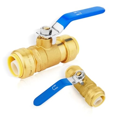 HeSun 2PCs Push Fit Ball Valve 12Inch PushtoConnect Full Port Shutoff Valve for Hot and Cold Waterwith 1 Disconnect Clip PEXCopperCPVC BluePFVALVE0472