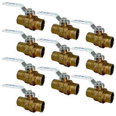 PROCURU 10Pack 34Inch Sweat CxC Heavy Duty Brass Ball Valve Full Port 600 WOG LF Safe 3BC07510P