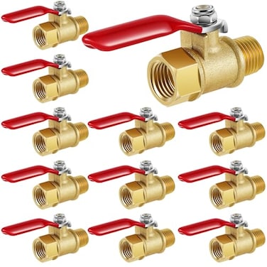 Lasnten 12 Pcs 14 Heavy Duty Brass Ball Valve Shut off Switch 14 Male x Female Npt Thread Pipe Fitting Air Compressor Shut off Valve