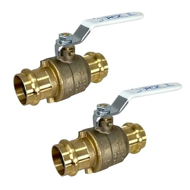 PROCURU 2Pack 1Inch Press Copper Ball Valve Heavy Duty Brass Body Full Port LF Safe 3BP1002P
