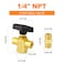 GASHER 2PCS 14 FNPT Brass Instrument 3 Way Ball Valve LPORT with Black Handles 14NPT Nipple