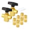GASHER 2PCS 14 FNPT Brass Instrument 3 Way Ball Valve LPORT with Black Handles 14NPT Nipple