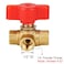 BesNPT 3 Way LPort Brass Forged Ball Valve 14 NPT Female Shout Off Valve with Red Switch