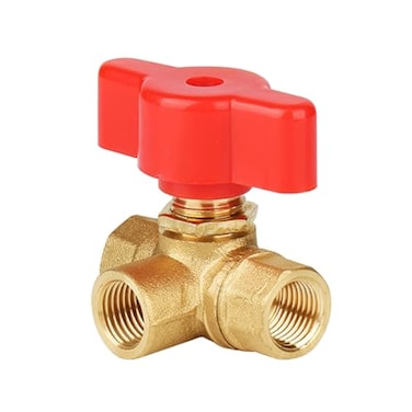 BesNPT 3 Way LPort Brass Forged Ball Valve 14 NPT Female Shout Off Valve with Red Switch