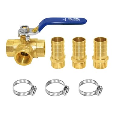 Joywayus Tport Ball Valve 12 G Thread 3 Way Shut Off Valve with 12 Hose Barb T Shaped Brass Fitting One Switch