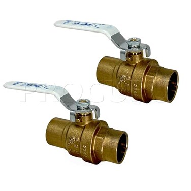 PROCURU 2Pack 1Inch Sweat CxC Heavy Duty Brass Ball Valve Full Port 600 WOG Safe 3BC1002P