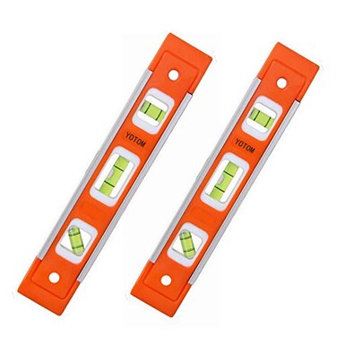 YOTOM 2pcs 9 inch AluminumSided Magnetic Torpedo Level Box Level Spirit Bubble level Orange
