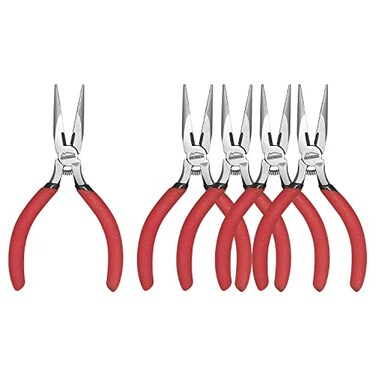 HOUSERAN Needle Nose Pliers 5 Inch 5 Pack Long Nose Pliers with Side Cutter Spring Loaded for Cutting and Bending Wire
