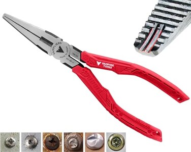 VAMPLIERS 75 Stripped Screw Extractor Needle Nose Pliers Made in Japan TimeSaving Long Nose Screw Removal Plier for Removing Damaged Fasteners in Confined Spaces