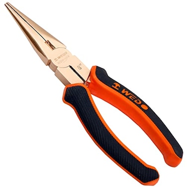 WEDO NonSparking Needle Nose Pliers 6 Precision Long Nose Pliers Snipe Nose Pliers with Wire Cutters NonMagnetic DIN Standard BAM FM Certificate Beryllium Copper