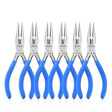 mshandto Needle Nose Pliers Set 5 Long Nose Pliers for Wire Bending 6 Pack High Carbon Steel Needle Nose Pliers Serrated Jaw Pliers for Jewelry Making Electronics Object Grasping Craft Making