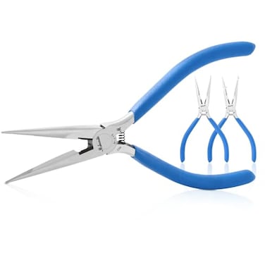 mshandto Needle Nose Pliers Set 3 Pack 65Long Nose Pliers for Wire Bending High Carbon Steel Nose Plier Serrated Jaw Pliers for Jewelry Making Electronics Repair Object Grasping Craft Making