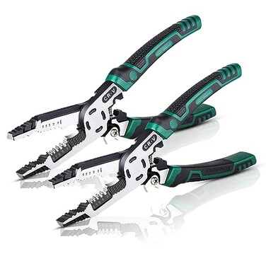 Duogalia 2PC 10in1 Wire Stripper Pliers Cable cutters 9 Multifunctional Combination Plier with Wire Stripper Crimper Cutter Screw Gripping Pliers Hand Tool for Electrical Engineer